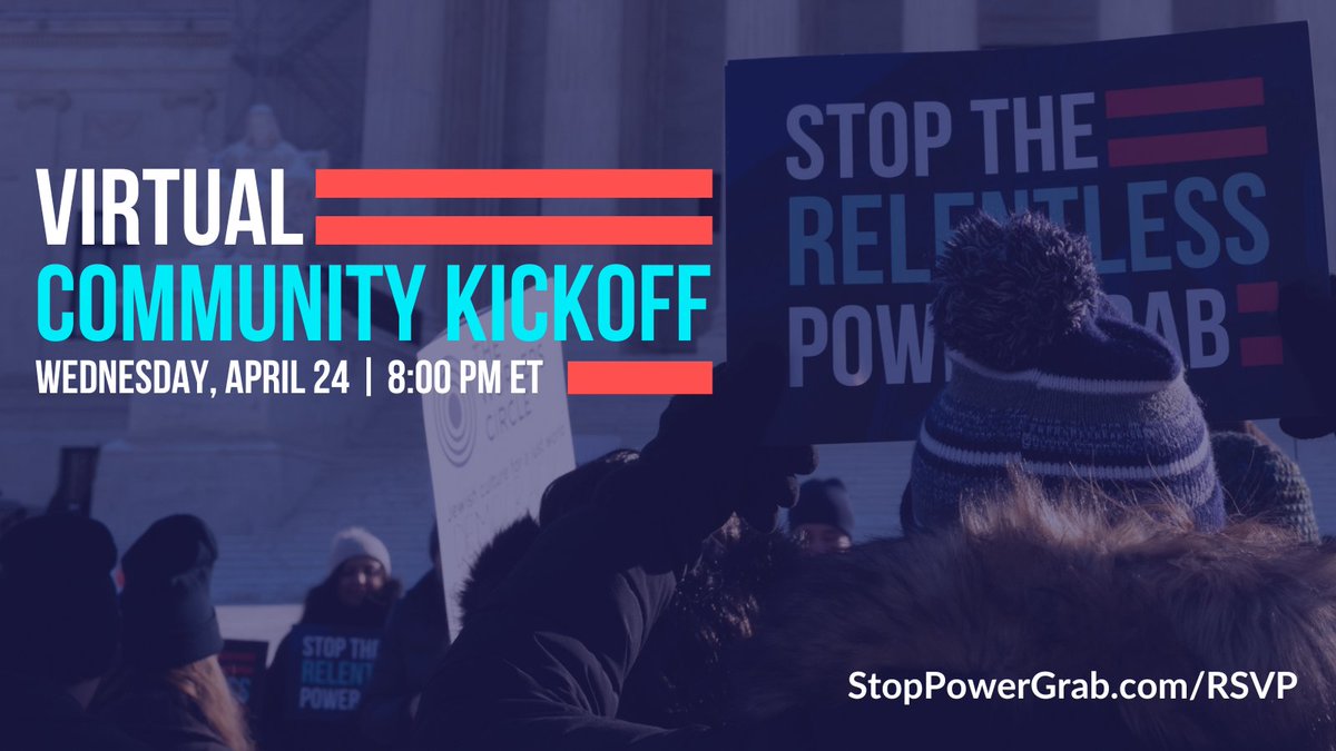 As our rights are threatened at the Supreme Court and across the country, I’m taking the virtual stage to address the #RelentlessPowerGrab with @WeAreUFD — tune in live at 8 p.m. EST on their page!
