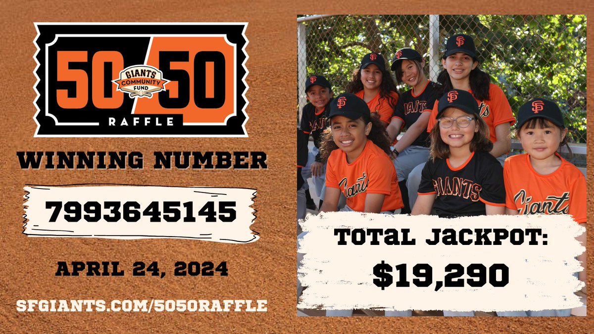 Here are the 50/50 Raffle results for today's game against the Mets! If you have the winning ticket, please email 5050raffle@sfgiants.com to claim your prize.