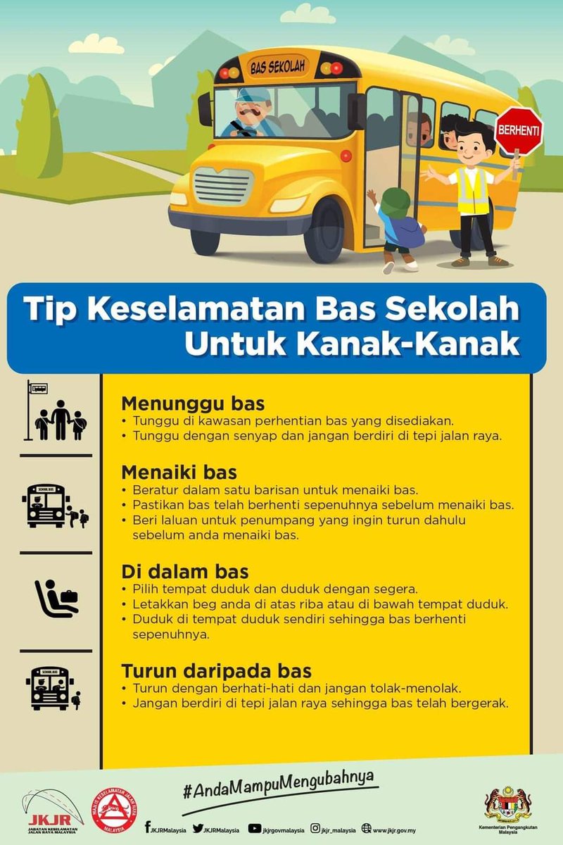 TIP KESELAMATAN BAS SEKOLAH UNTUK KANAK-KANAK

#MajlisKeselamatanJalanRaya
#MalaysiaMadani
#JaPenWPKLP
#PPDBBSP
#KLCeria