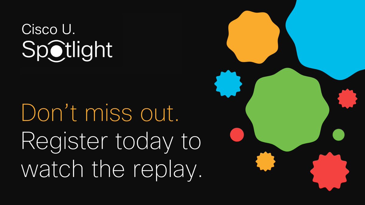 Thanks for tuning in, everyone! Time flies when you love what you're learning. 🔥 Tell us: What did you think of the first Cisco U. Spotlight? 💭 Post your thoughts + TAG: #CiscoU 👉 Sign up for on-demand access to today's sessions: cs.co/6011bqKlx #CiscoCert