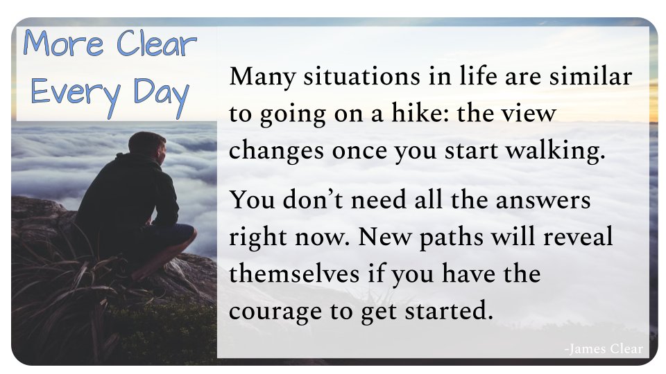 How are the views on your hikes… The family hike? The professional hike? The hobby hike? What can you do to forge more paths in life? #MoreClearEveryDay #GettinClear #PowerOfCompounding #LittleByLittle #AtomicHabits