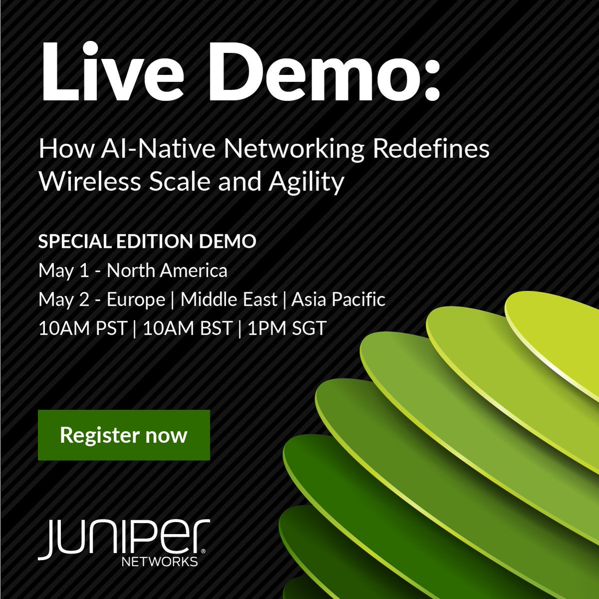 We're hosting a Live Special Edition Demo all about microservices cloud – and you don't want to miss it! 🥹 

Find out how to upgrade IT operations and deliver unmatched user experiences with #AINative Networking. Reserve your spot now: juni.pr/4bavSKh