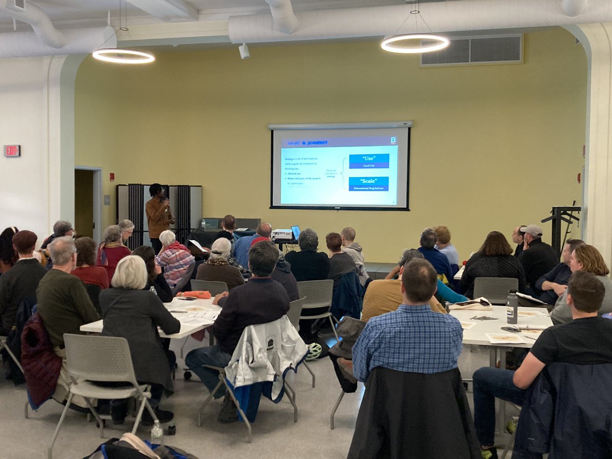 Squares & Streets zoning workshop underway in #Roslindale. Deep dive into what it is, how it works, how it will work before getting to table discussions & hands on activities