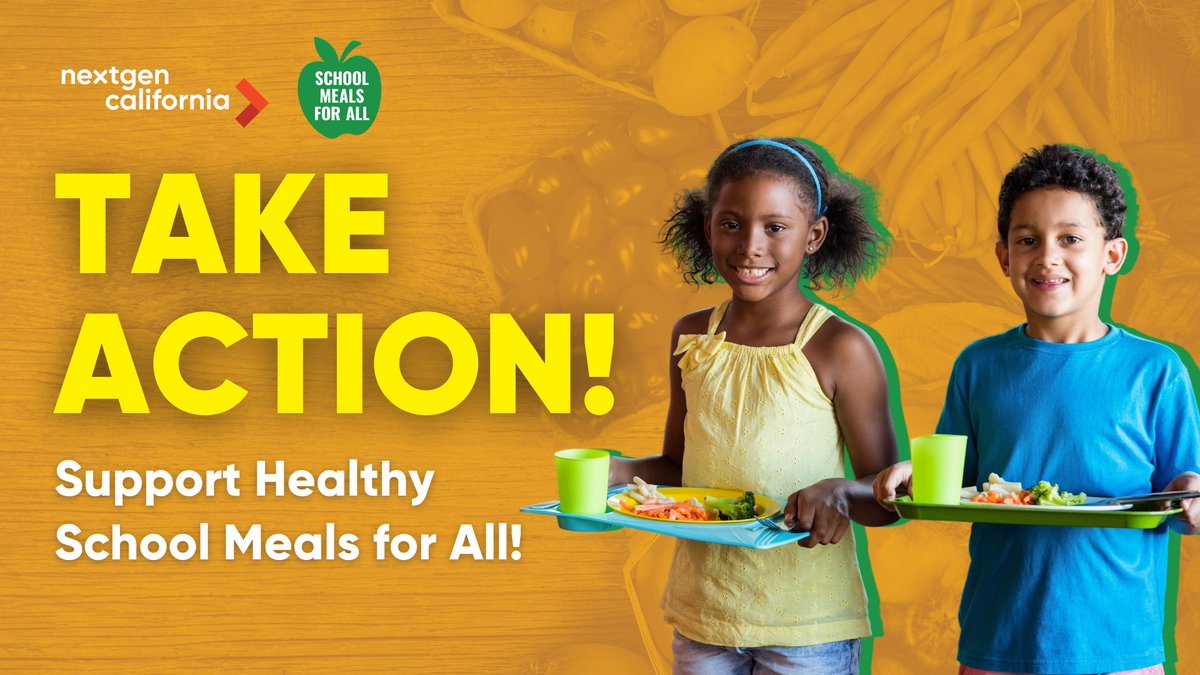 It's not too late to help fight food insecurity in CA!✊📣 #SchoolMealsForAll MUST remain a priority in the #CABudget to ensure that NO child in our state goes hungry! 🍎🥦 Send a quick email to #CALeg urging them to support @schoolmeals4all! ⭐️Visit: go.nextgenpolicy.org/3jU6