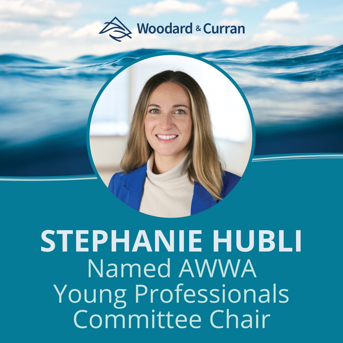 Congratulations to Project Engineer Stephanie Hubli for being named the next chair of @awwa’s #YoungProfessionals Committee! We're excited to see her champion the next generation of #waterprofessionals as she starts her three-year term as chair in June. 🎉 #ACE24 #FutureOfWater