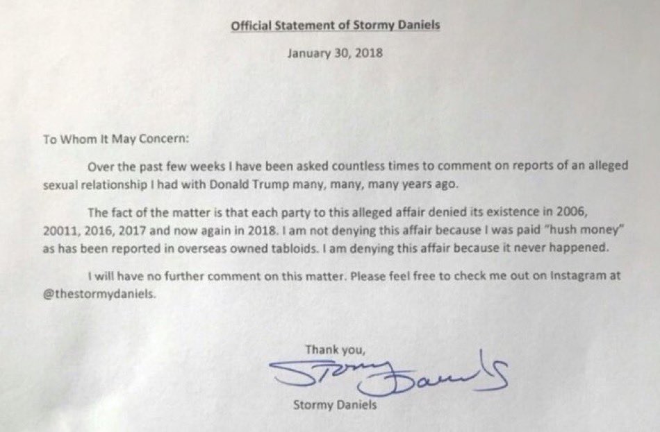 Stormy Daniels definitely wishes this letter she signed didn't exist. Sure would be a shame if everyone reposted it...