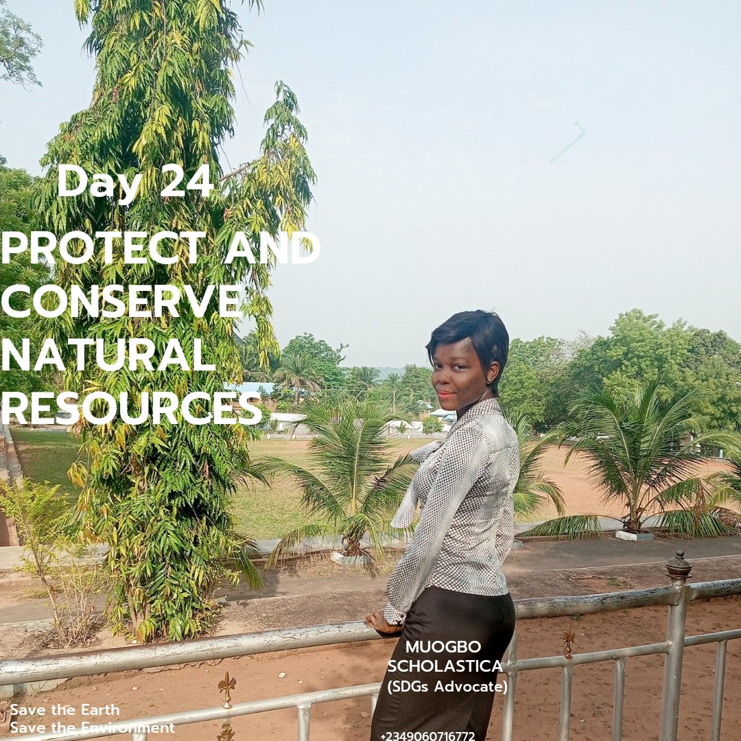 DAY 24
PROTECT AND CONSERVE NATURAL RESOURCES.

#teacherscholastica #biologist #educationist #sustainable #sdgsadvocate #sustainability #viral #eco30impacts #green #conserve #preserve #naturalresources #conserveandpreservenaturalresources #sdgs #sustainabledevelopmentgoals
