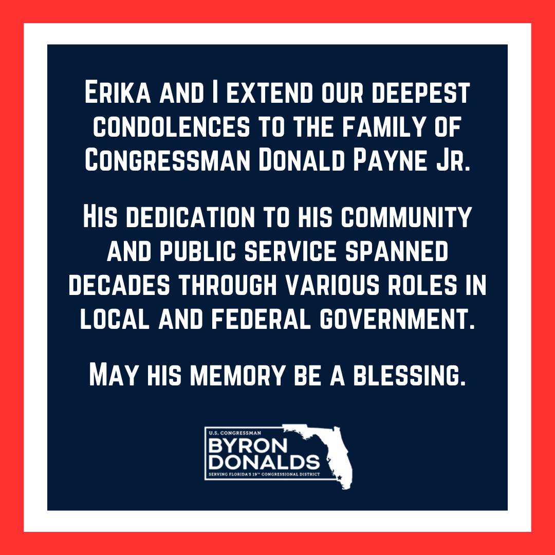 Erika and I extend our deepest condolences to the family of @RepDonaldPayne.