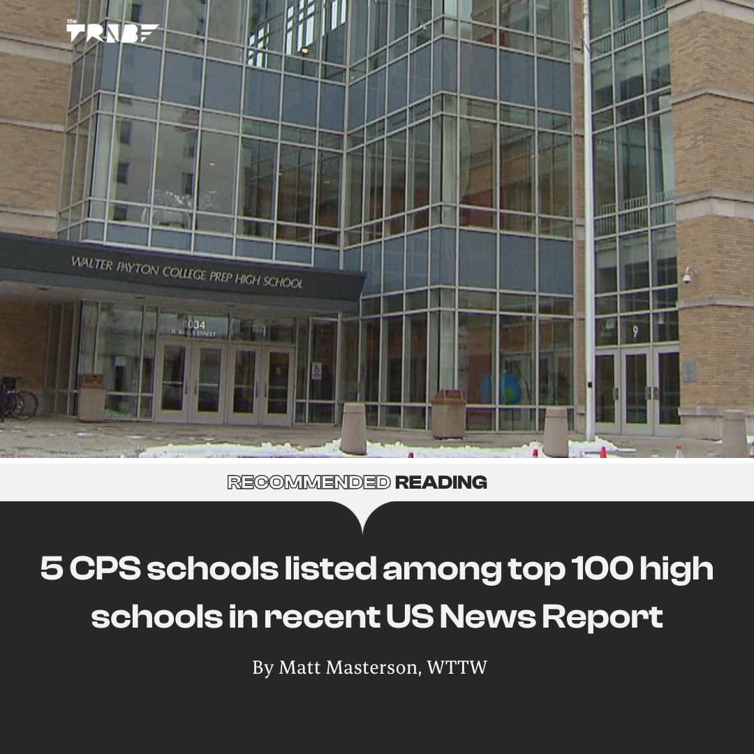 Chicago Public Schools once again has five of the top 100 schools in the country.: Walter Payton College Prep (No. 5), Northside College Prep (No. 35), Whitney Young Magnet (No. 52), Jones College Prep (No. 53) and Lane Tech (No. 60) Full story: news.wttw.com/2024/04/23/5-c…