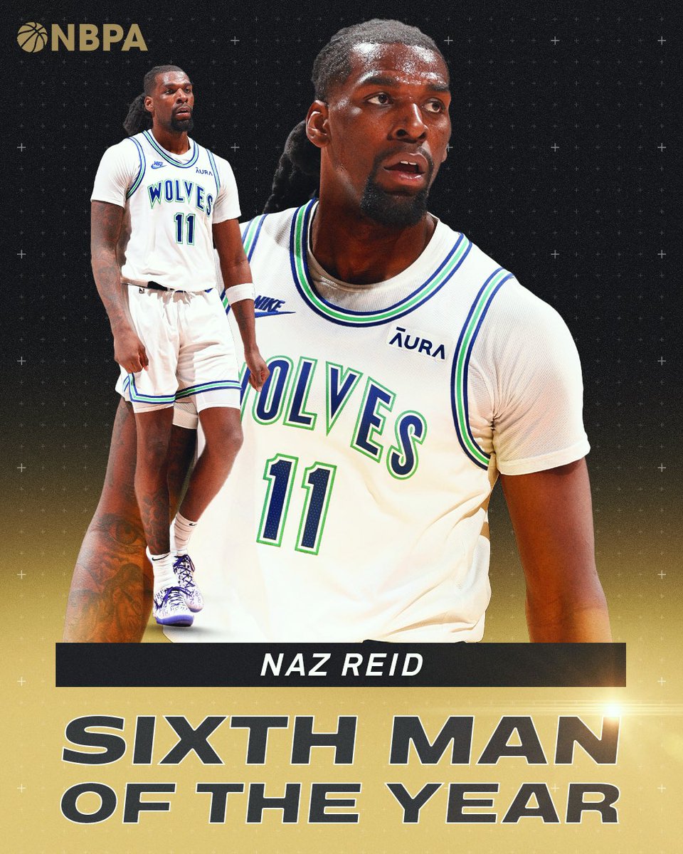 .@NazReid wins Sixth Man of the Year 🙌