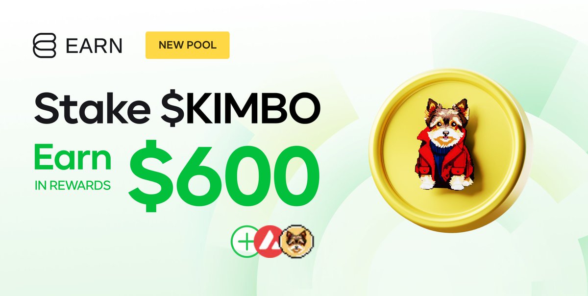 The new staking opportunity for $KIMBO (@KimboAvax) with guaranteed rewards is available on #EarnNetwork! 🐶 Stake into a single-sided pool with multiple $AVAX and $KIMBO rewards, and enjoy the profits as never before! 🚀 📍earn.network/pools/avalanch…