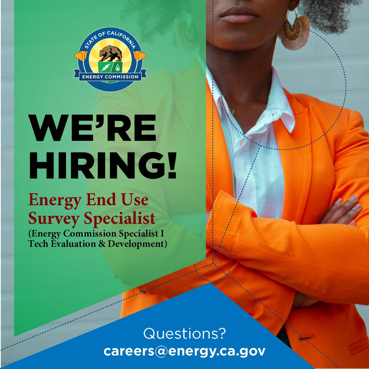 ⚡#CalEnergy is hiring an Energy End Use Survey Specialist in the Energy Assessments Division (EAD) Data Collection and Analysis Unit. 💰Salary: $6,512 – $8,093 monthly while leading the state to a 100% clean energy future! 📅Apply today by 5/8: bit.ly/3JAWgkE