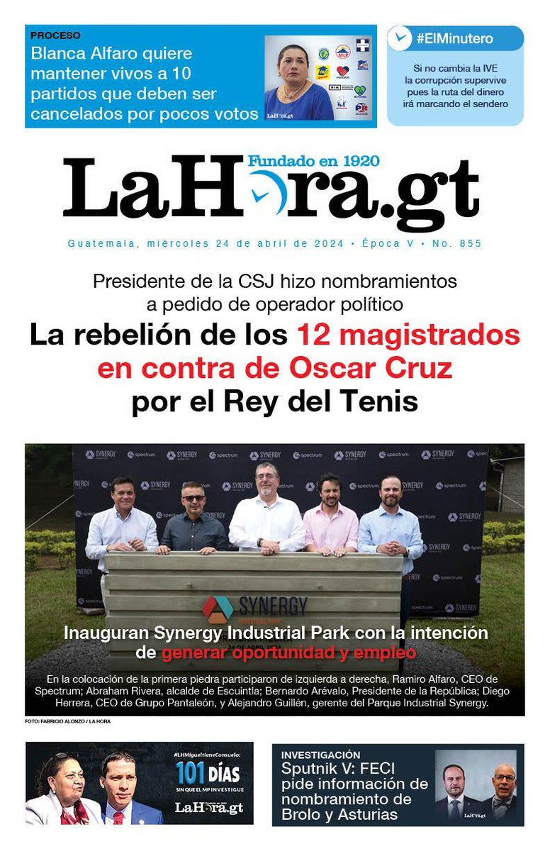 #PORTADADEHOY  

📌 La rebelión de los 12 magistrados en contra de Oscar Cruz por el Rey de Tenis 

bit.ly/3JwLnAi