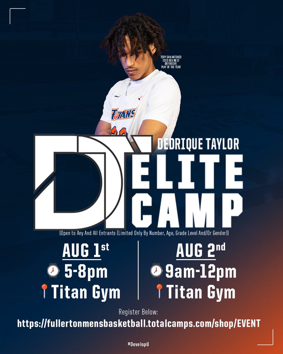 👀👀 Save the date and sign up now for our elite camps this summer! We are excited about another exciting year of learning and opportunities! fullertonmensbasketball.totalcamps.com/shop/EVENT