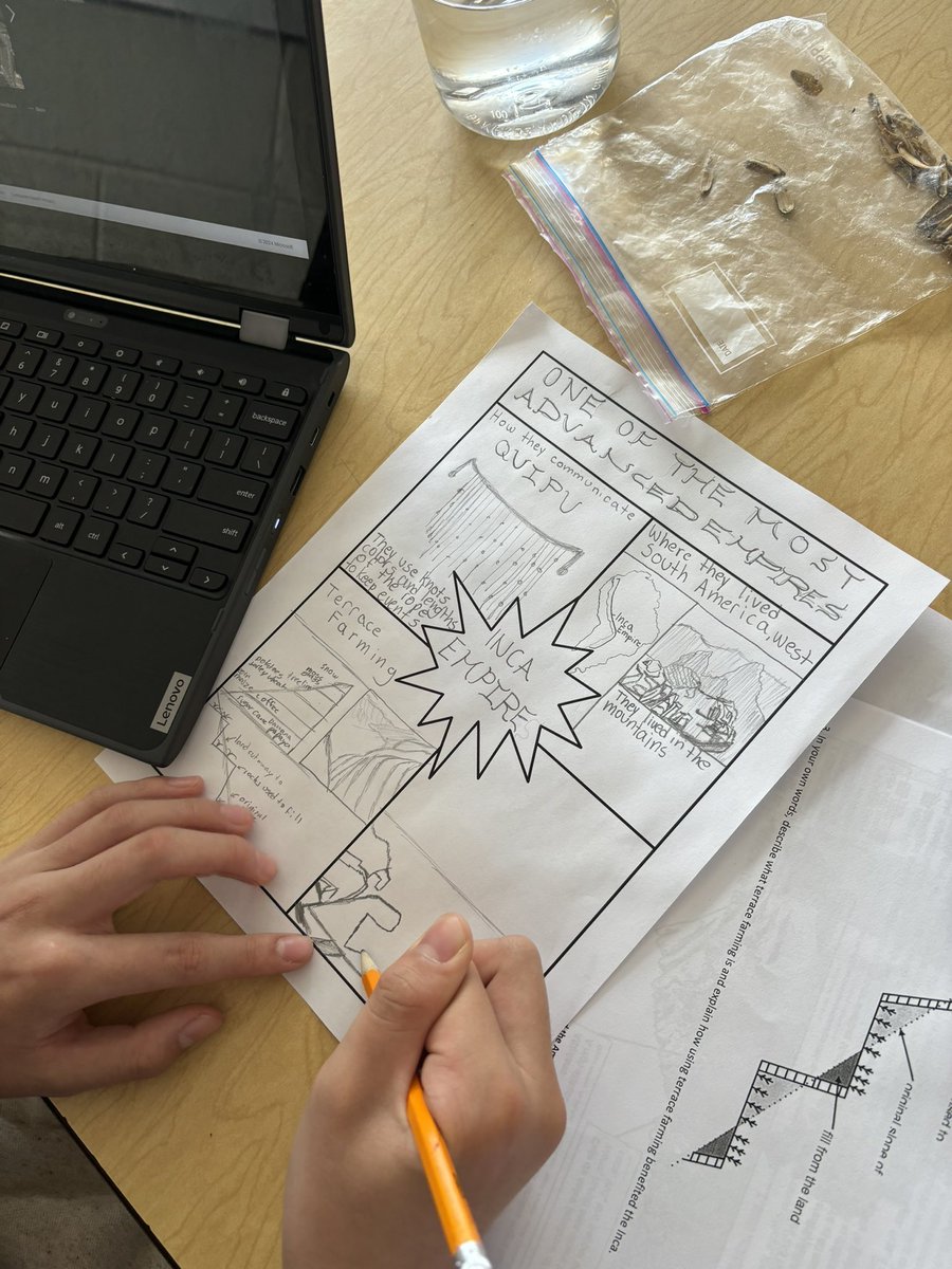MsRInTheMiddle's tweet photo. Students in my seventh grade world history class made one pagers all about the history of the Incas. I was so impressed with their drawings of terrace farming! #justsocialstudiesthings https://t.co/QJgBsvkpv8