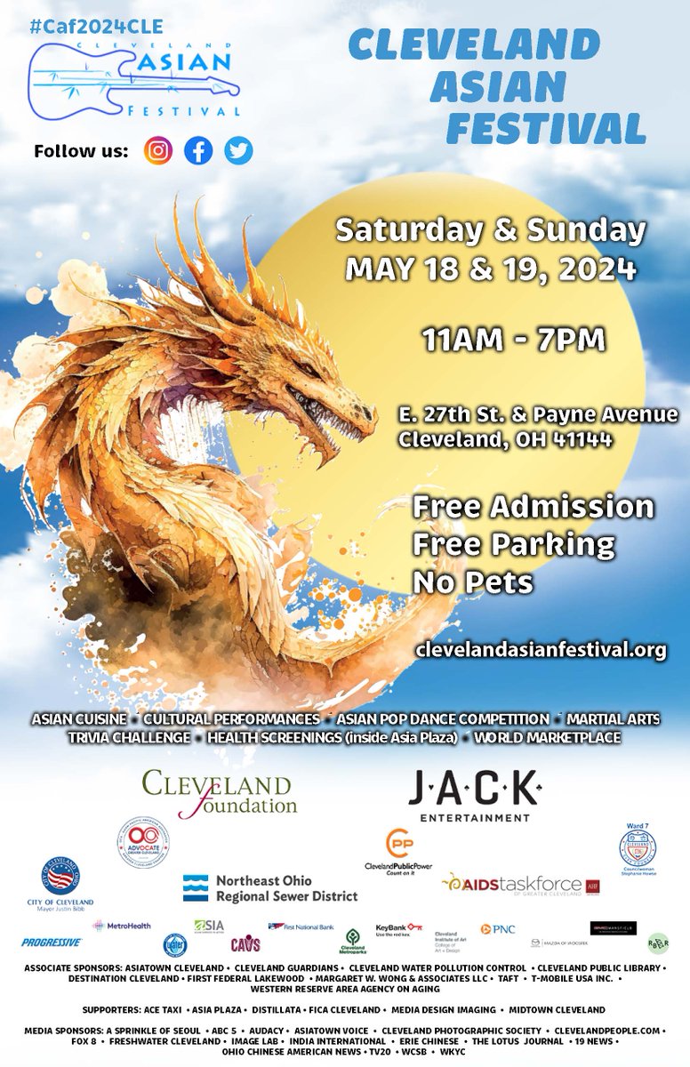 Hot off the press! Check out the poster for the Cleveland Asian Festival on May 18 & 19 in Asiatown and experience the Best showcase of Asian Food & Culture! #CAF2024CLE