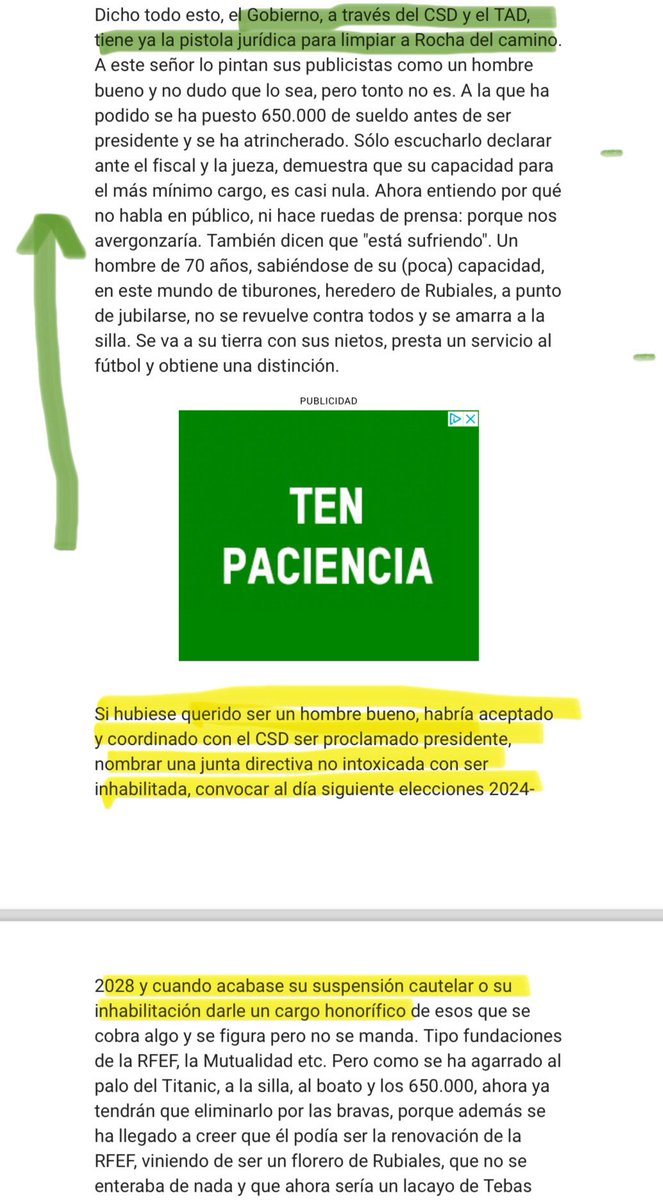 Escuchando a mis compañeros de @partidazocope si hay acuerdo Gobierno -Rocha tras amenaza del 155 FIFA y CSD es porque—->el Gobierno ha sacado la 🔫 pistola jurídica y Rocha se ha rendido. Extracto mi artículo opinión en @marca el pasado Domingo ( abrir foto y leer ) 👇 👇