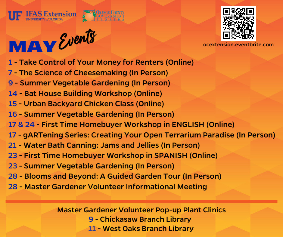🌼🌱 May is almost here, and we're blooming with excitement for our lineup of events! From financial savvy to cheesemaking delights, gardening tips, and more, there's something for everyone. Mark your calendars and join us for a month of learning and fun! 📆🎉