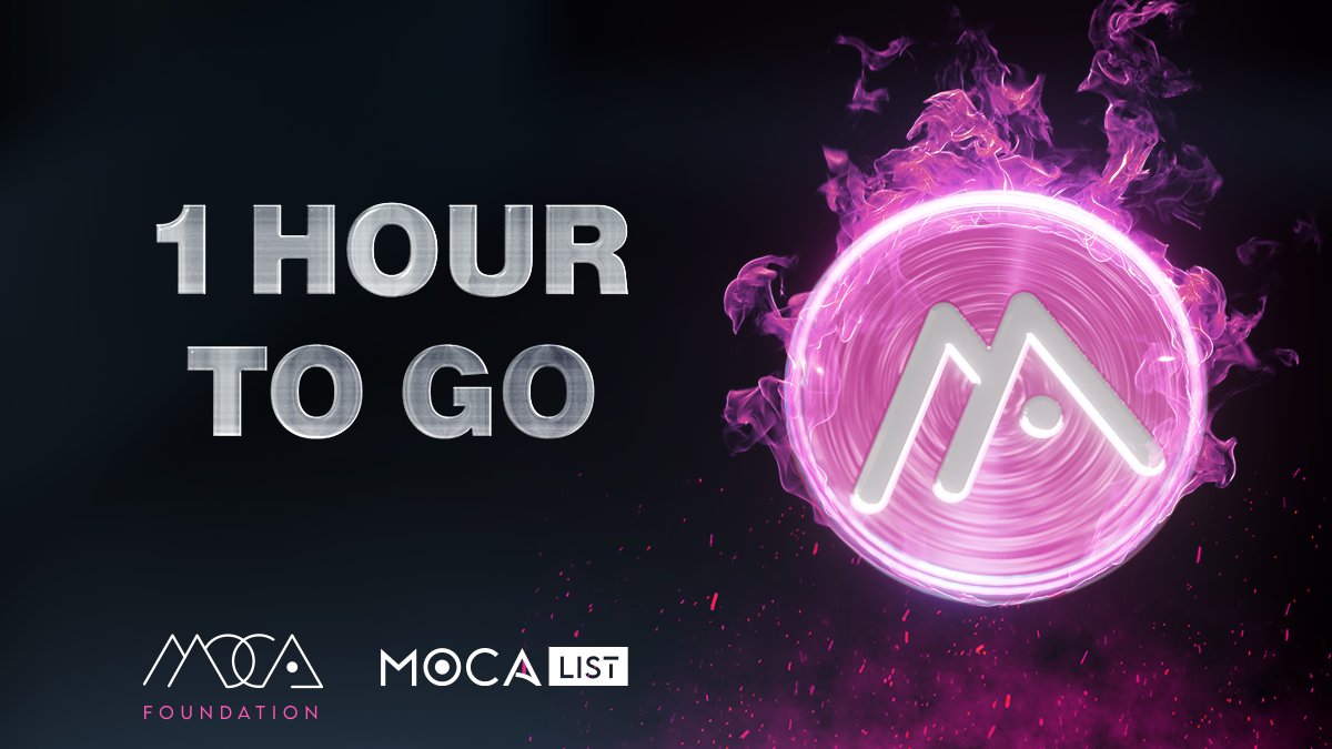 1 HOUR TO GO TIME 🔥 Pro tip: Commit funds in the first 24 hrs to receive a 3x (with NFT Lots) OR a 2x (with only Guaranteed Lots) bonus raffle boosts ⛽️ The earlier & more you commit, the merrier 🪂 All eyes on the Leaderboard: moca.foundation/public-sale/sa… Ready, set, $MOCA 🏃‍♀️