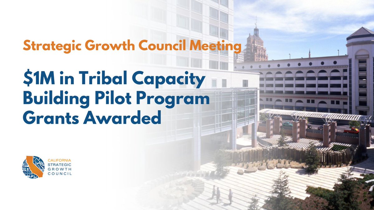 Today the Strategic Growth Council voted to make six awards through the groundbreaking Tribal Capacity Building Pilot Program, igniting climate solutions across the state. Press Release📄 California Fuels Tribal Innovation with $1.45M for Climate Action: sgc.ca.gov/news/2024/04-2…
