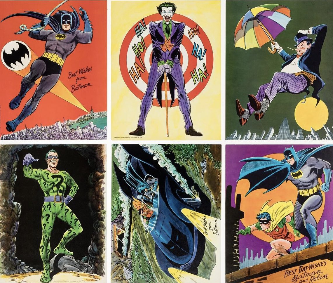 Batman and characters pin up posters by Carmine Infantino & Murphy Anderson