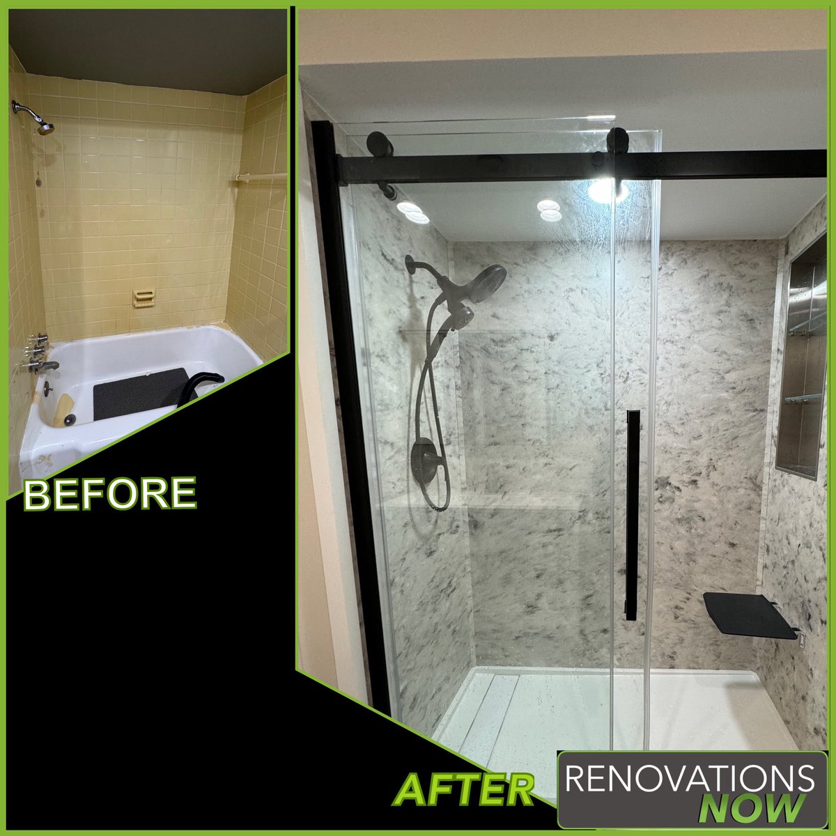 Fab-less 😒 to FAB-ULOUS ✨ #RenovationsNow ✅ 

#wordplay #homeimprovement #bathroomdesign #interiordesign #shower #remodel #macombcounty #style #fabulous