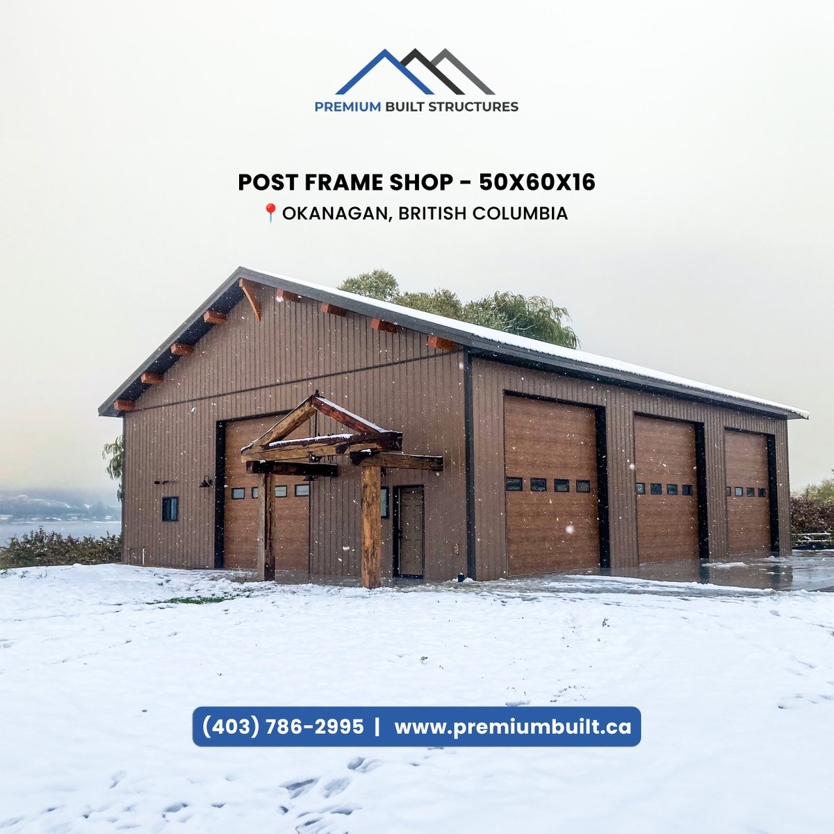 Check out this beautiful post frame shop built in the Okanagan! This 50x60 has 16' ceilings and comes with four overhead doors. Lots of room to work on your hobbies or for storage.

#PostFrameConstruction #OkanaganBuilt #ShopSpace #PremiumBuilt