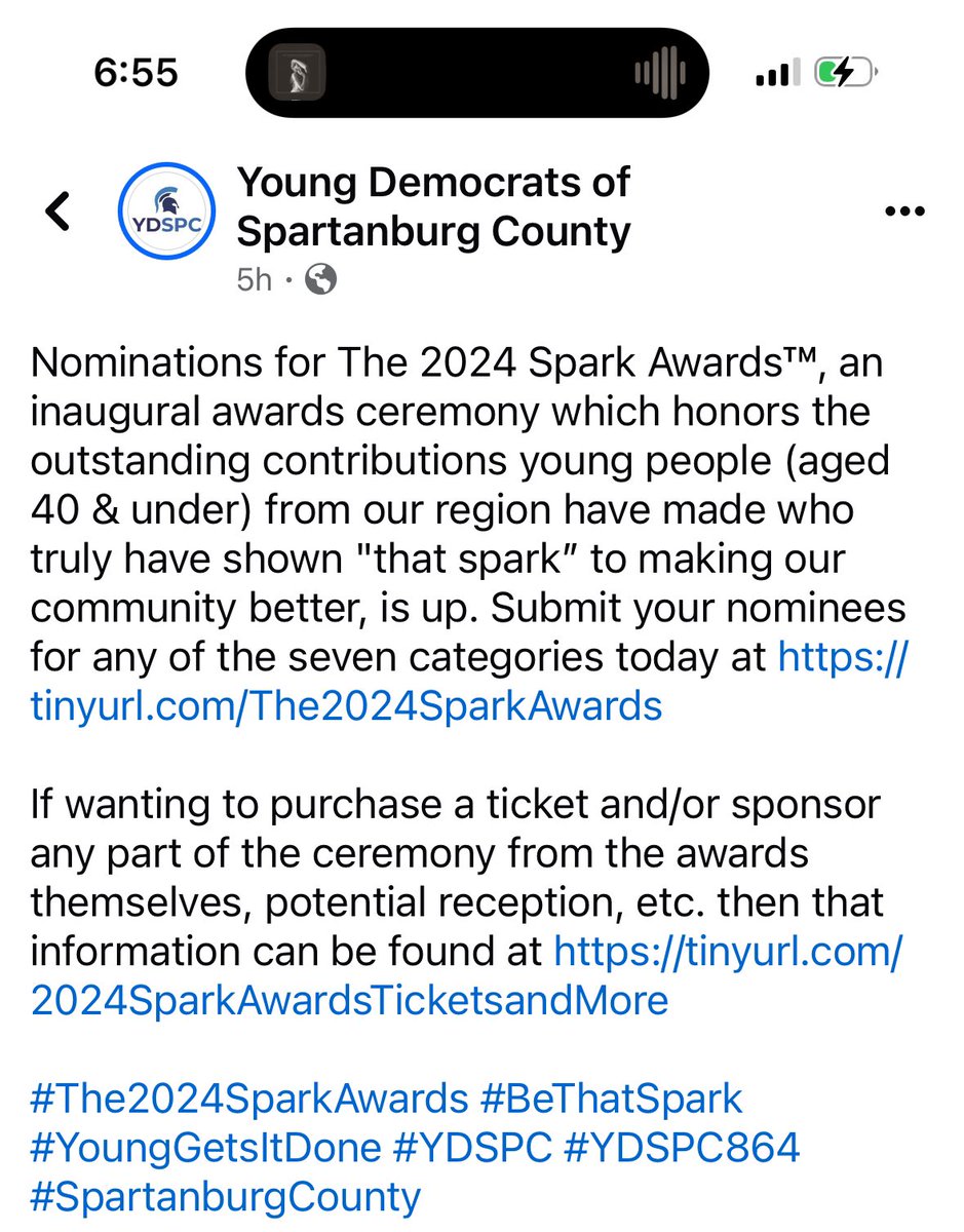 Nominating link: tinyurl.com/The2024SparkAw… @YDSPC864