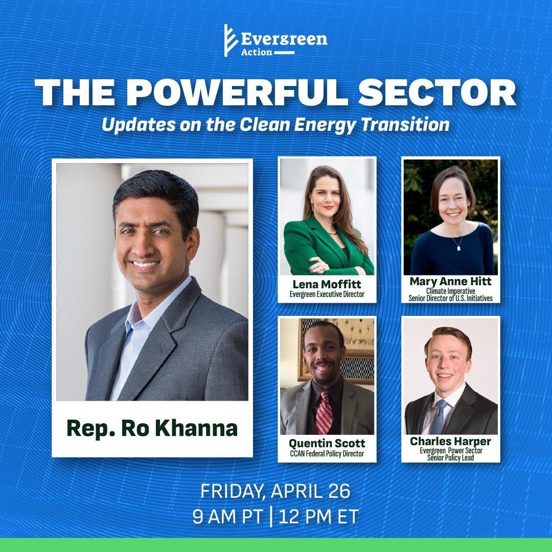 We’ve hit a critical moment in the fight to reduce power sector pollution. I'm honored to join @EvergreenAction, @CCANActionFund 's Quentin Scott, and @maryannehitt to discuss the new landscape of climate action this Friday, April 26 at noon ET / 9 am PT. Register now: