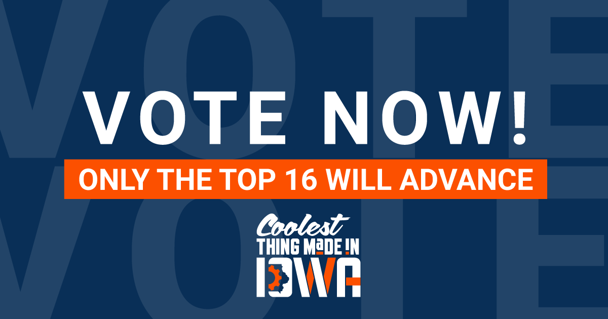 IowaABI's tweet image. Did you hear?? 📣 Voting for the Coolest Thing Made In Iowa contest is OPEN! 😎 Check out all 60+ nominees and vote ✅ for your favorite to advance to the Top 16! coolestthingia.com/contest-inform… 

Voting closes April 30th. | #CoolestThingIA