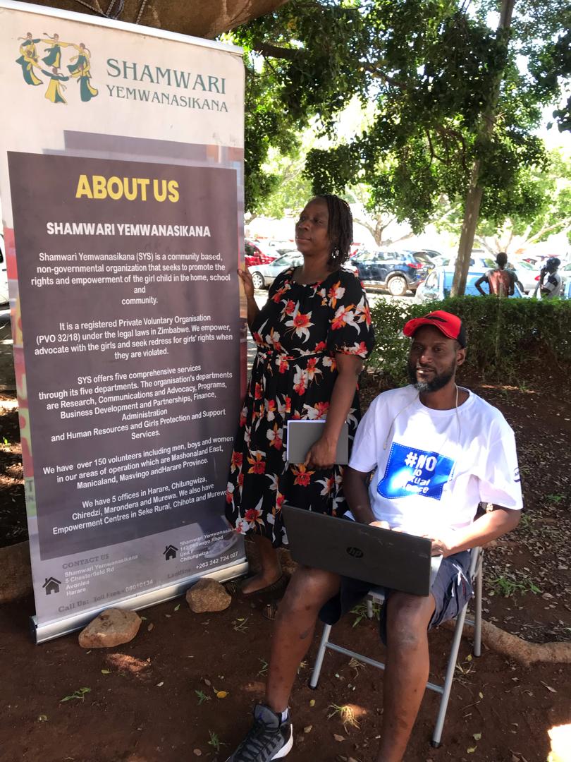 ShamwariyeMwana's tweet photo. Hello Shamwari!! We attended a denim day today standing up in solidarity of the victims of sexual violence at Parirenyatwa Hospital hosted by ARC. We had a panel discussion on the state of SGBV in Zimbabwe.
#NotoSexualViolence https://t.co/h5g3v7Z1gD