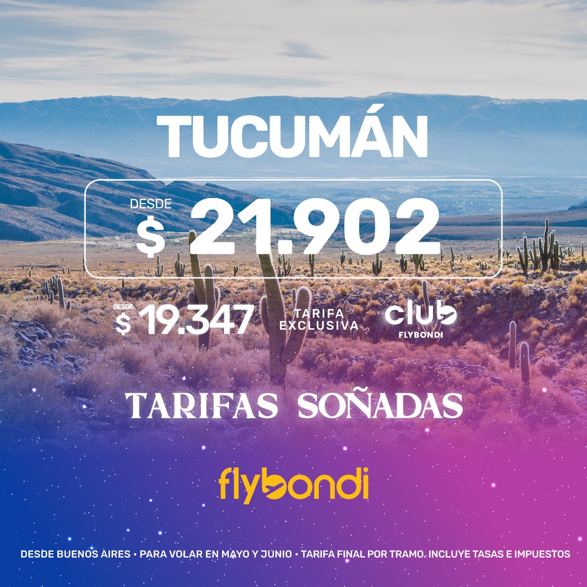 Antes de dormir, confirmá esas vacaciones soñadas 💤Mandale click acá 👉 bit.ly/3kl0aFn y volá a Tucumán #UltraLowCost ✈️
