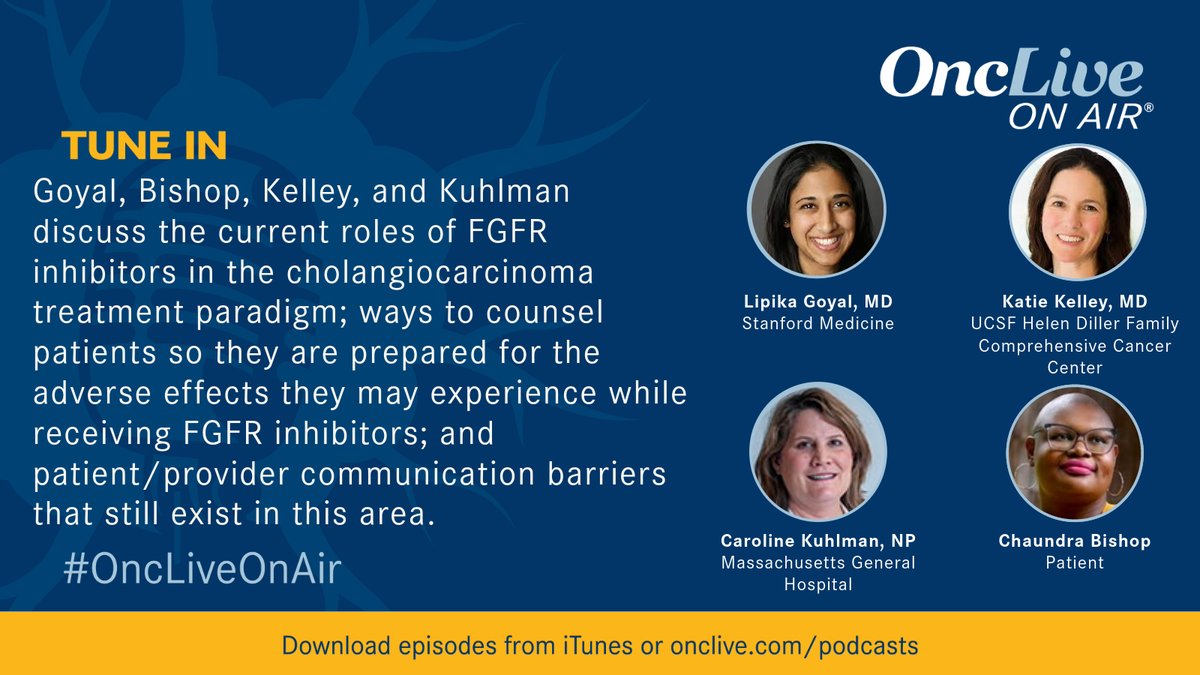 In this #OncLiveOnAir episode, Drs Goyal, Bishop, Kelley, and Kuhlman discuss ways to prepare pts w/ cholangiocarcinoma for FGFR inhibitor–related AEs. #oncology onclive.com/view/expert-an…