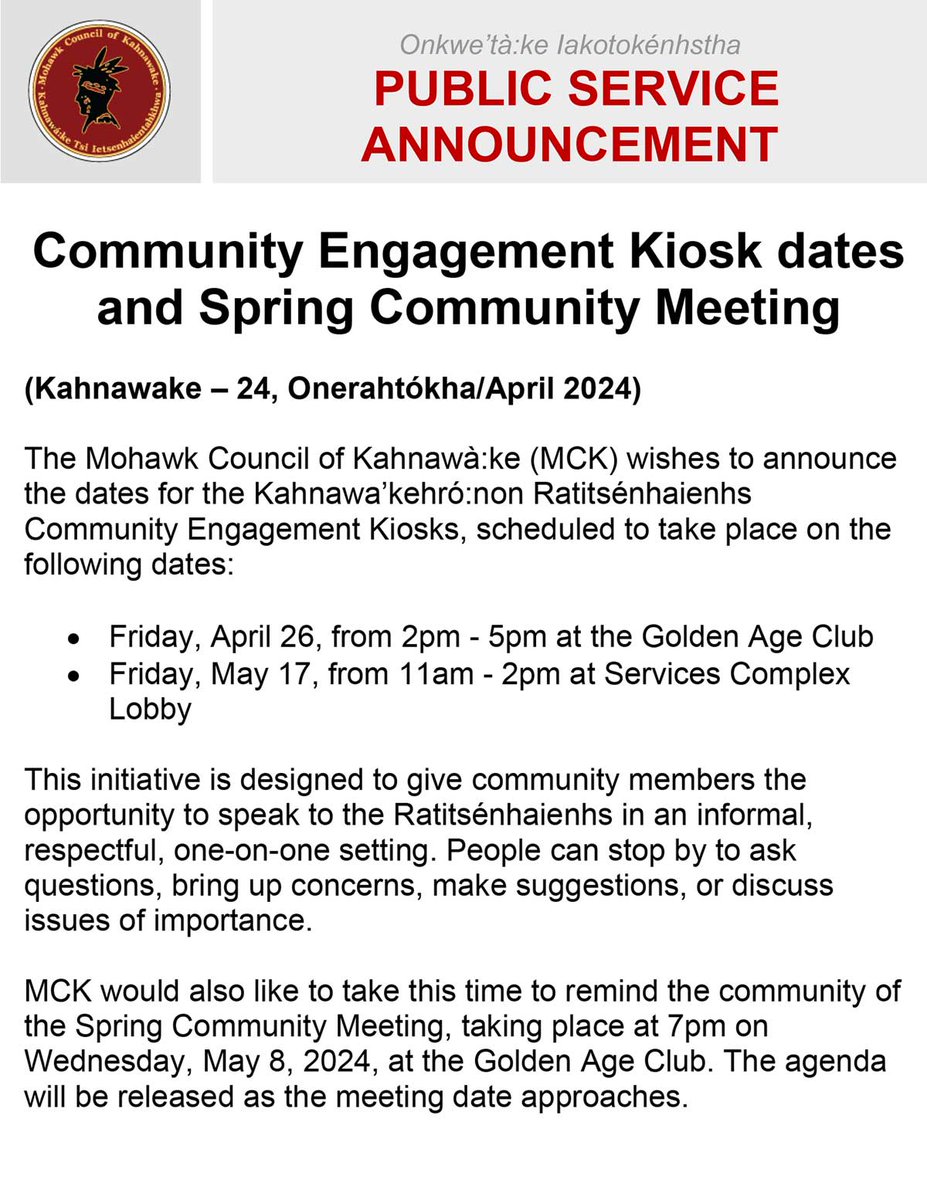 Community Engagement Kiosk dates and Spring Community Meeting ow.ly/vB2g50Rnx2L