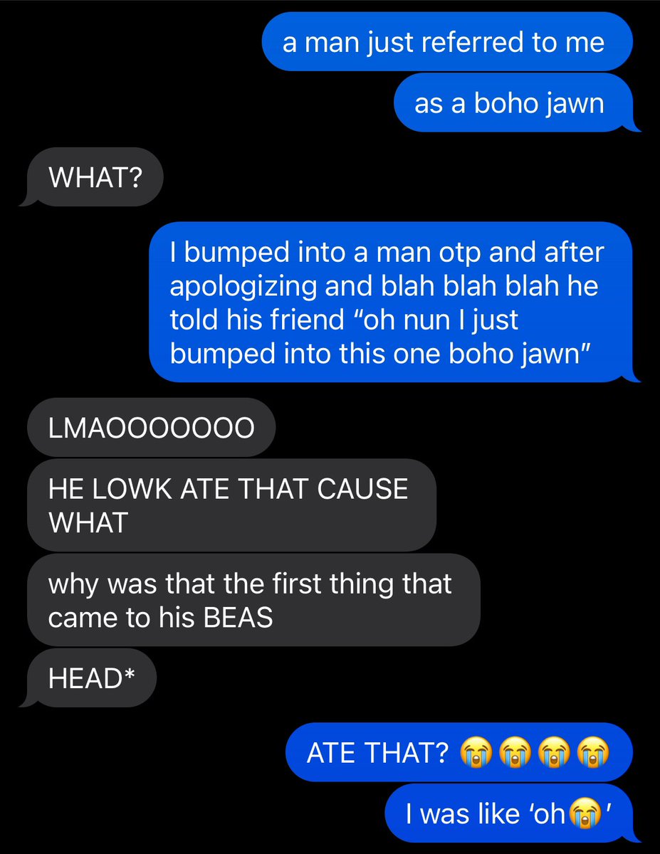 why I check and it’s even worse 😭nigga called me a “BOHO jawn”