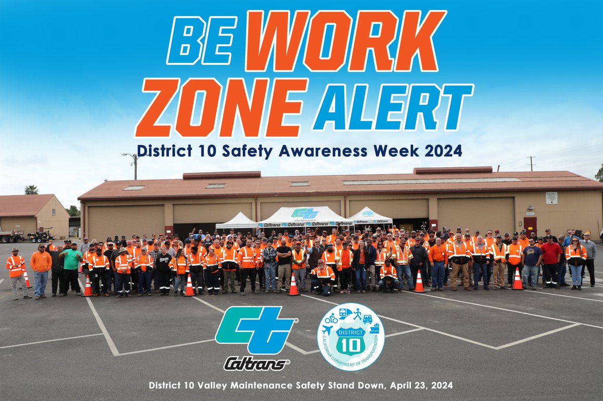 Thanks to the hard-working crews putting their lives on the line every day to make our roadways safe for all travelers. During #SafetyAwarenessWeek #Caltrans reminds you to slow down for construction zones and #MoveOver to the next lane when you see flashing amber lights. #BWZA