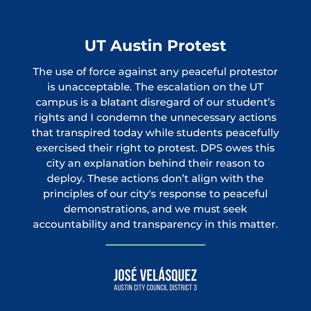 My statement on the UT campus protest.