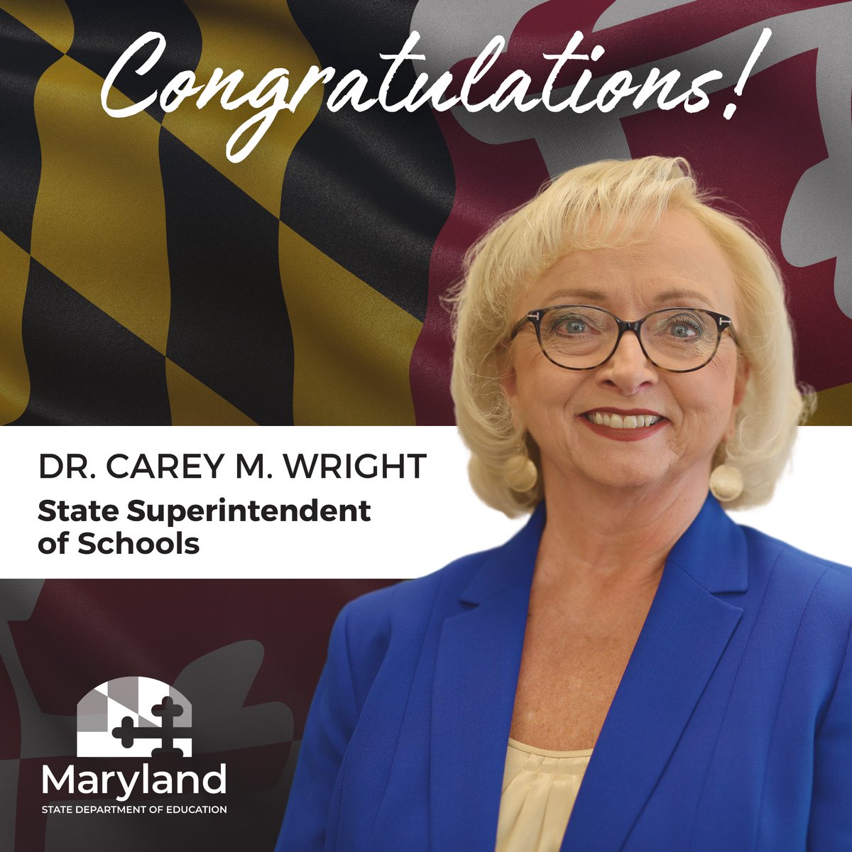 We are thrilled to announce that Dr. Carey M. Wright has been appointed Maryland's new State Superintendent of Schools! Congratulations, Dr. Wright!