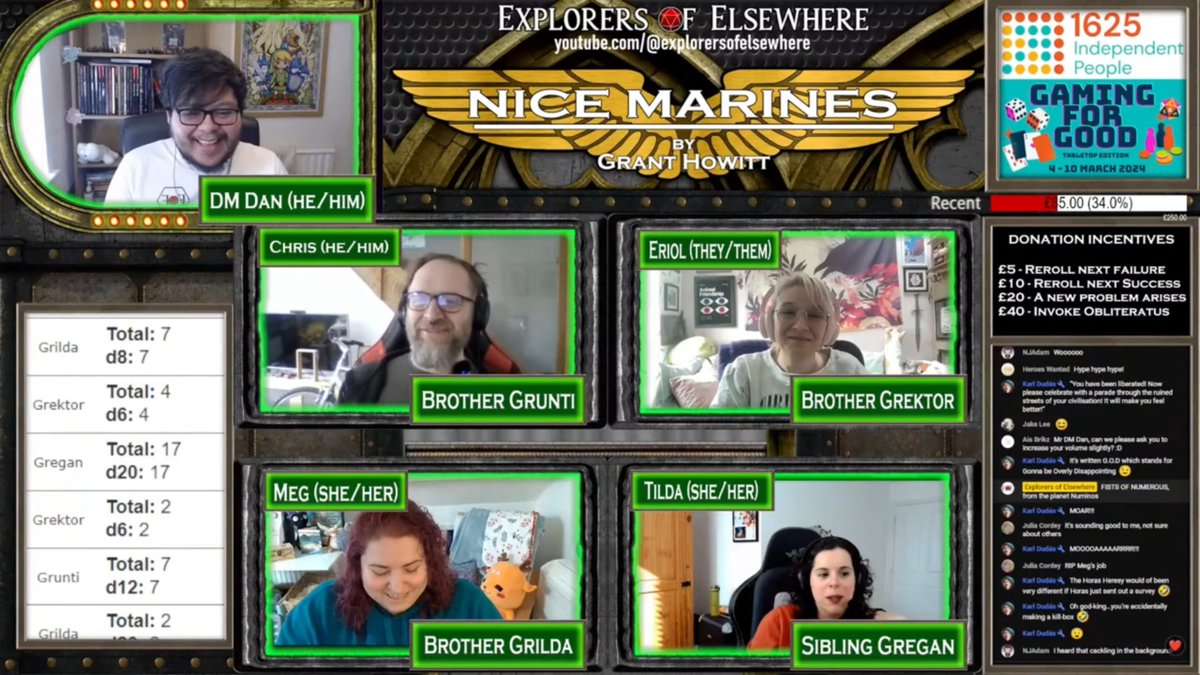 EoElsewhere's tweet image. Four Space Marines. One liberated planet. No concept of how diplomacy works. Sounds like a game of NICE MARINES by @gshowitt!

Watch the first game of our #GamingForGood 2024 livestream, supporting @1625ip on the EoE YT channel!

LINK: youtu.be/1zcf8ho0gMM

#ttrpg #warhammer