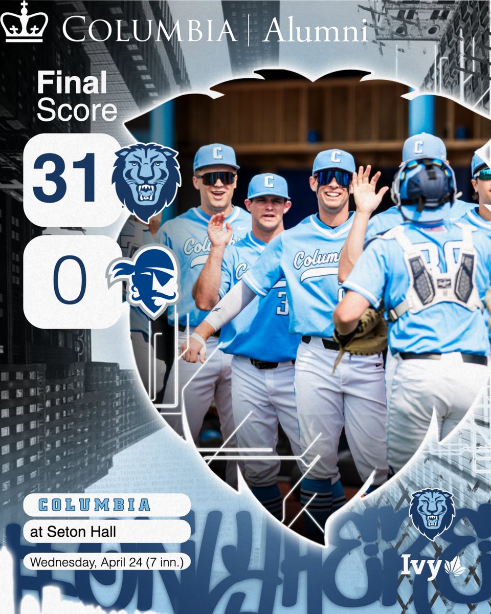 LIONS WIN‼️ Make it 5⃣ in a row! -Columbia is the 6⃣th D1 team in the country this season to score 31 runs in a game -Lions club 2⃣4⃣ hits -Palfrey & Cooper each drive in 7⃣ runs -Pitching staff allows just four hits #RoarLionRoar🦁 #OnlyHere🗽