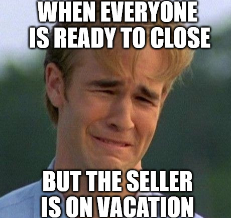 Waiting for the Seller to Return from Vacation Like... 😅🏖️🏡How many of you have had this happen to a client or yourself? Tell your story below 👇👇  #ClosingTimeComedy  #RealEstateHumor #VacationVibes #RealtorLife #HomeSweetHome #ClientStories #PropertyPuns #HouseHuntingHumor