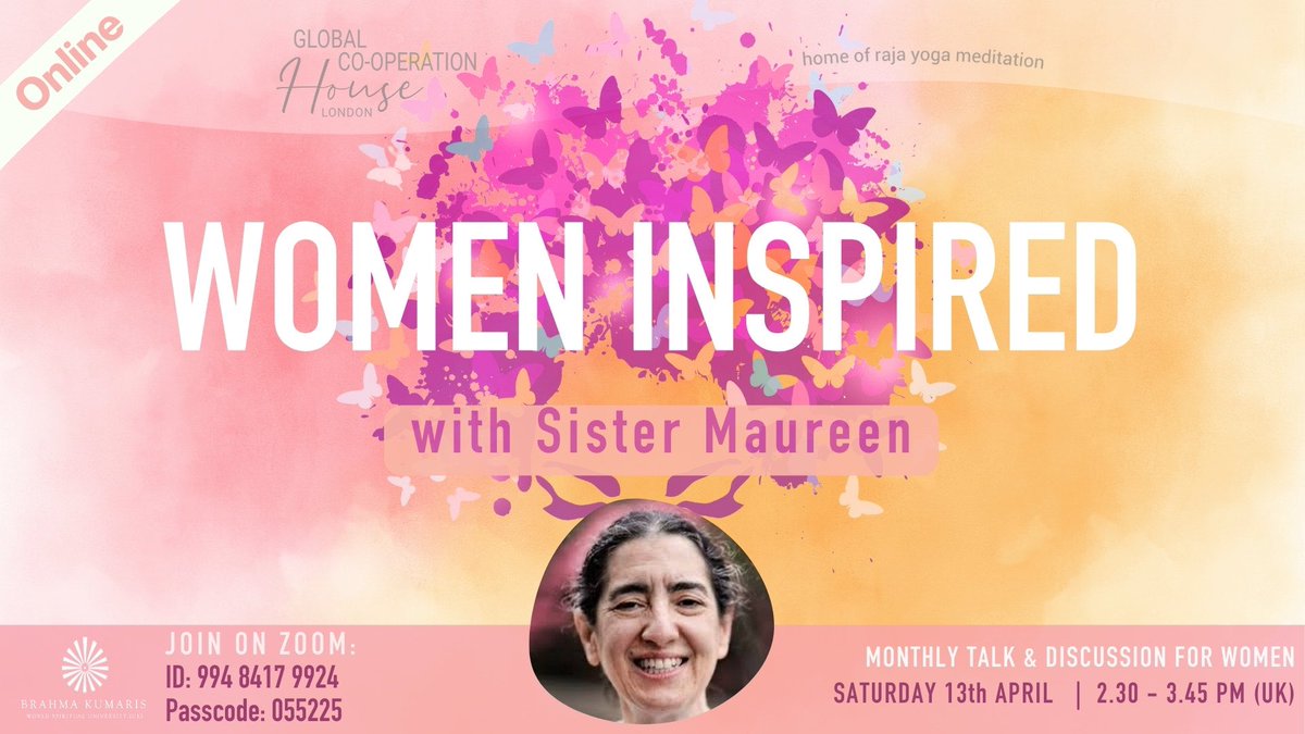 Women Inspired Regaining My Power & Freedom 13 April & Every 2nd Saturday of the Month 2:30-3:45pm Zoom: Meeting ID: 994 8417 9924 Passcode: 055225   Join Maureen Goodman to explore how to flourish & live your best life with assurance & inner clarity. #FreeEvent #EveryWoman