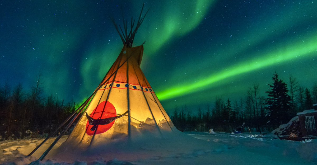 The Lakota believe the northern lights are the spirits of future generations waiting to be born. Baby girls birthed beneath such glowing emerald majesty were gifted the name maȟpíya tȟaŋíŋ — Aurora.