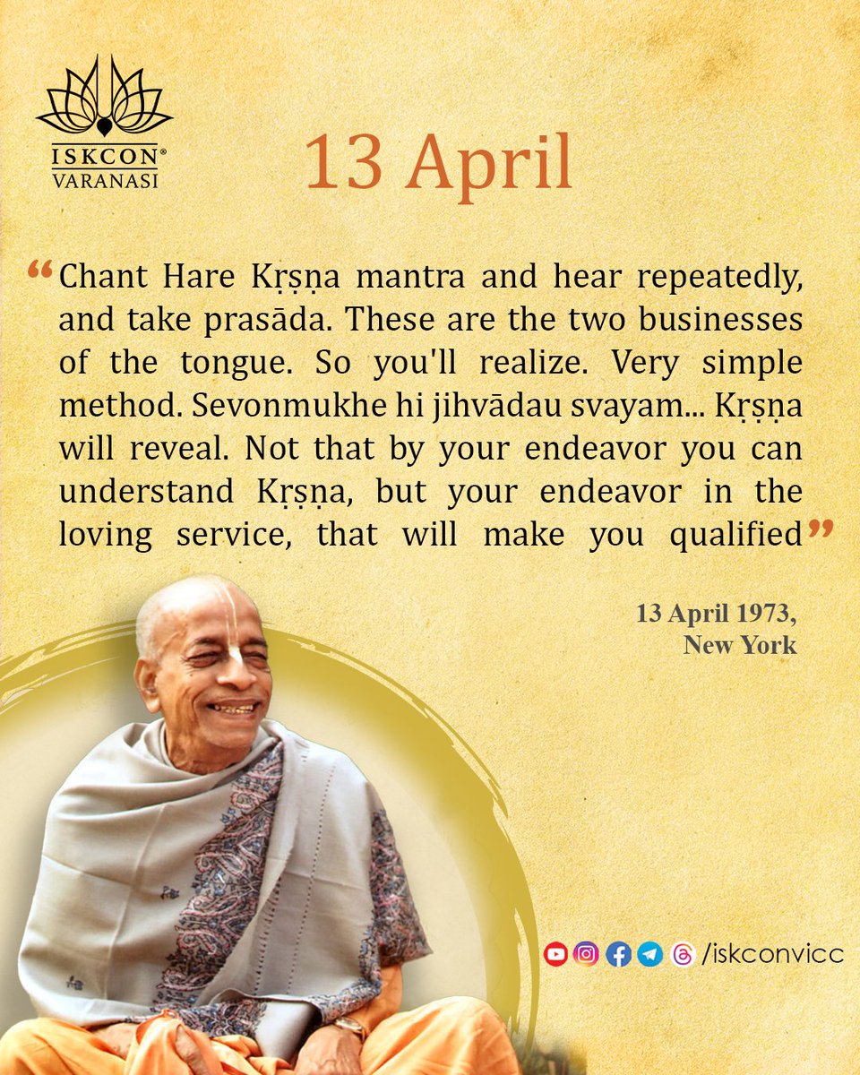 iskconvicc's tweet image. Daily Prabhupada Vani - 13 April

#prabhupadaqoutes #iskconindia #iskconworldwide #morningwisdom  #13april