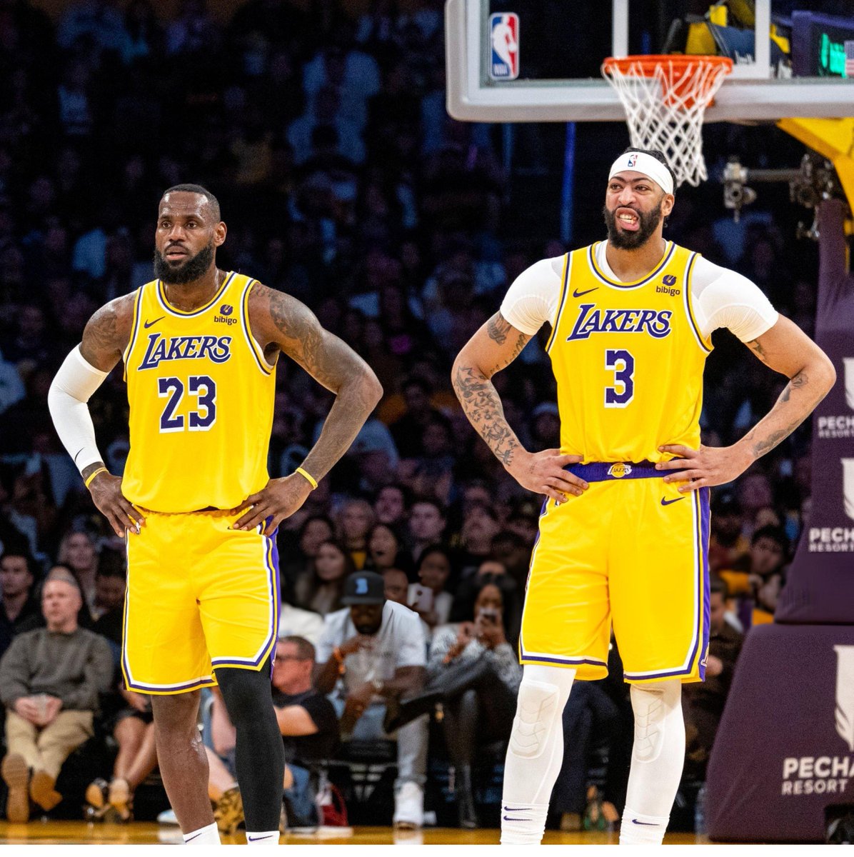 The Lakers superstar duo tonight: LeBron James 📊 37 PTS | 13-20 FG | 9 REB | 5 AST Anthony Davis 📊 36 PTS | 11-22 FG | 14 REB | 5 AST | 2 BLK Did this all just to beat the undermanned Grizzlies (missing 13 players due to injury) 😳