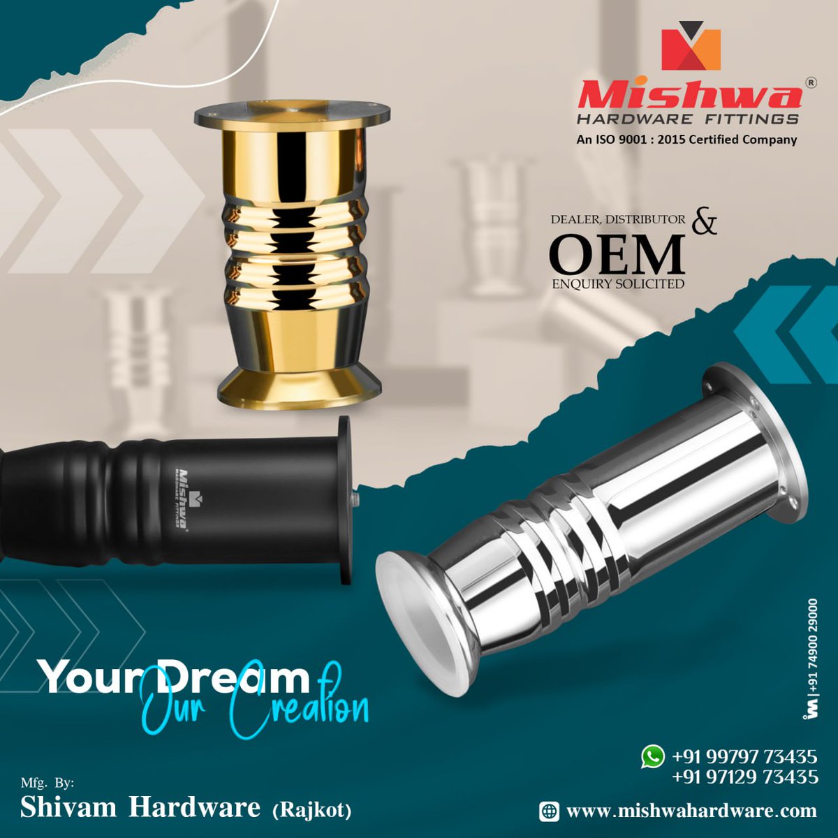 ibais_hardware's tweet photo. SHIVAM HARDWARE (RAJKOT)

For enquiry via WhatsApp click:
https://t.co/ZFnqANGt1b

Mr. Shubham Pansuriya - 99797 73435
Mr. Rajesh Pansuriya - 97129 73435
#sofalegmanufacturers #sofalegfitting #sofalegs #sofaleghardware #sofalegdesign #hardwareproducts 
.
@ibais_hardware https://t.co/M88CiBYbTE
