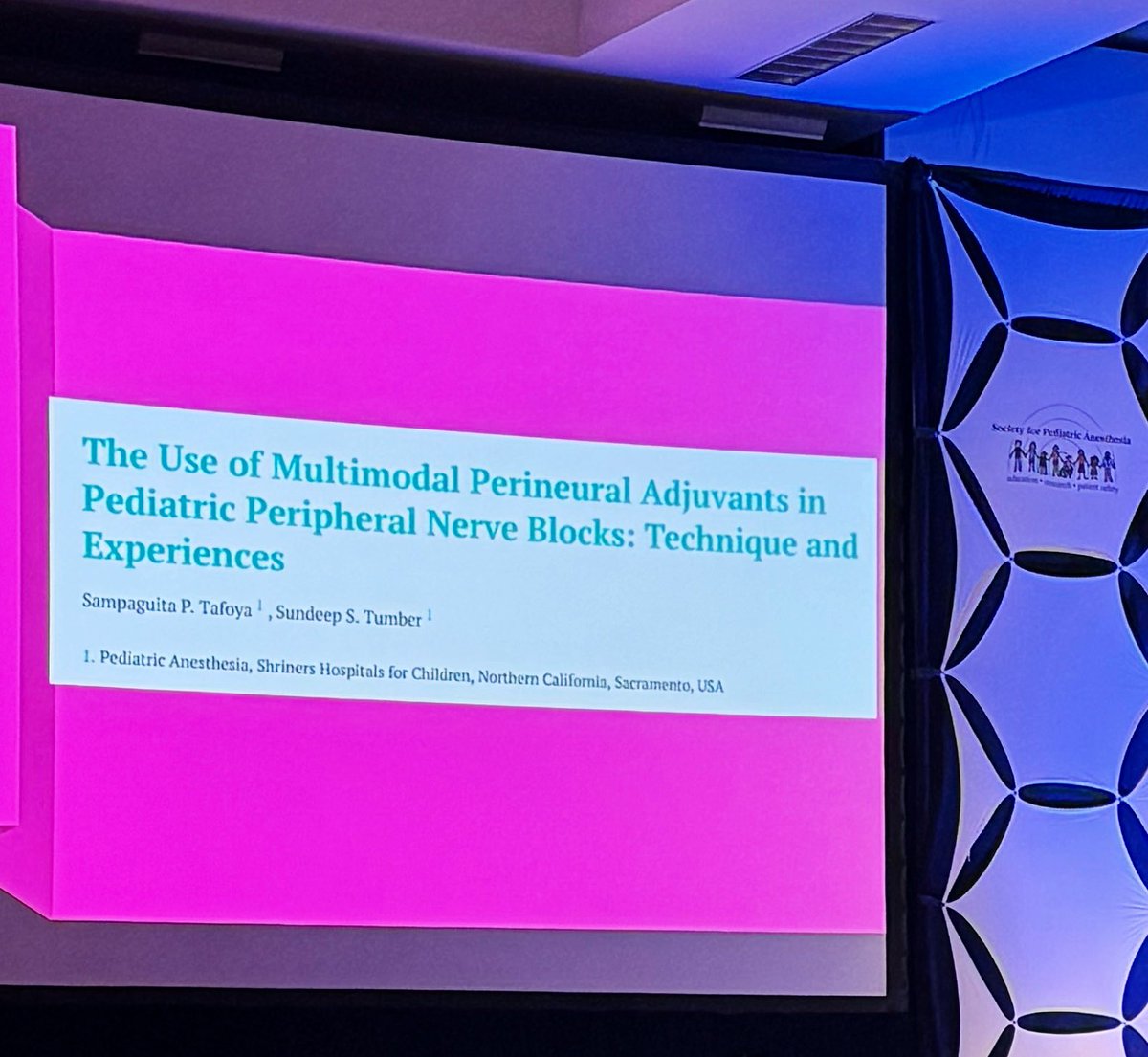 😀A first for me and I never want to forget how I feel at this moment… Sitting at the @PediAnesthesia meeting and my article with @sunny_tumber gets referenced 😱💉🙏🏼. Really proud of the work we get to do @ShrinersNorCA.