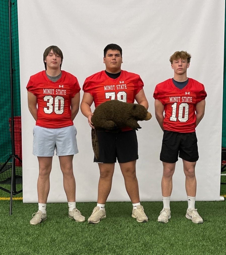 Peyton Theis, Chase Cooper, and Hunter Dunn at Minot State's Junior Day. #ClawOn #SoarToExcellence