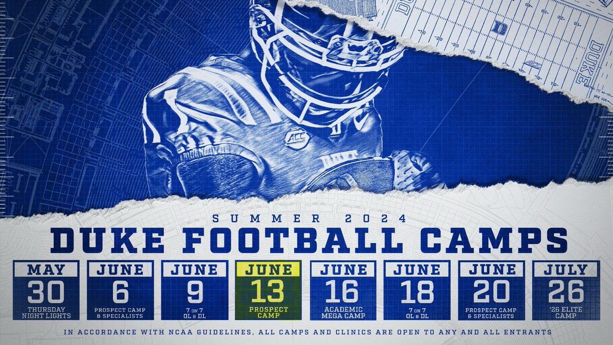 So blessed to be attending @DukeFOOTBALL summer prospect camp on June 13. @HCWillieSimmons @DUFBRecruit @larryblustein @coachrodharris @ESPNTop63 @PrepRedzoneFL @legit_athletic