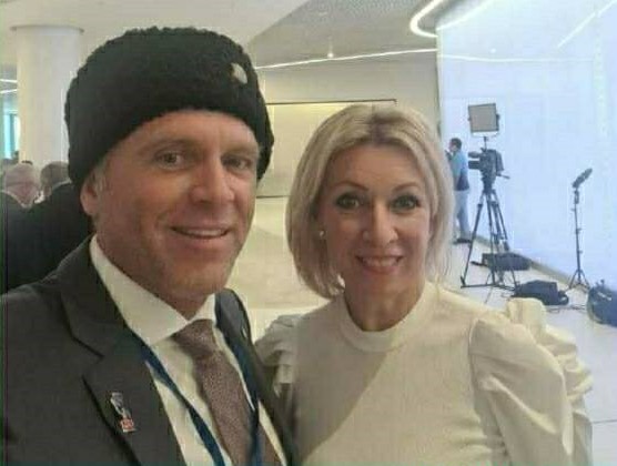 nida_salt's tweet photo. @Ozikozak Why was Adrian McRae of Port Hedland an Australian representative in the 2024 Russkiy Mir event Moscow? 
Did he meet any 'noon against putin' &amp; 'russia without putin' activists, or only  RF officials?
Pic-Adrian McRae &amp; Maria Zakharova, Min of Foreign Affairs RF
ASIO @ASIOGovAu https://t.co/Igigl2j9IZ